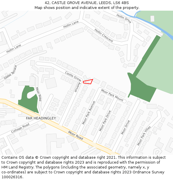 42, CASTLE GROVE AVENUE, LEEDS, LS6 4BS: Location map and indicative extent of plot