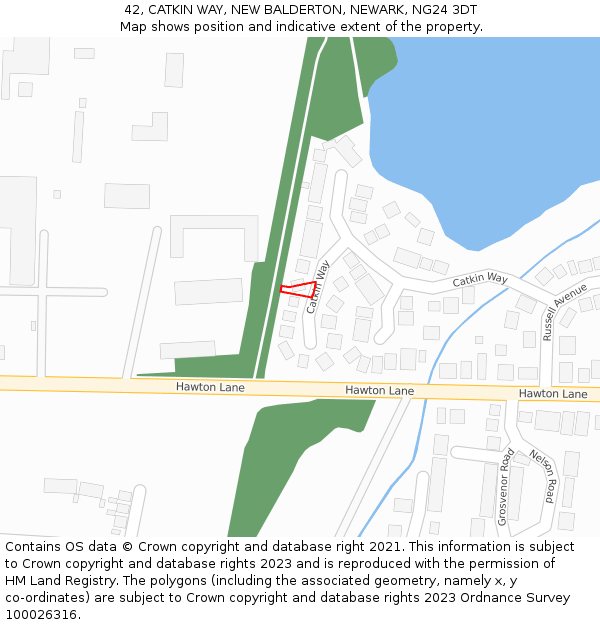 42, CATKIN WAY, NEW BALDERTON, NEWARK, NG24 3DT: Location map and indicative extent of plot
