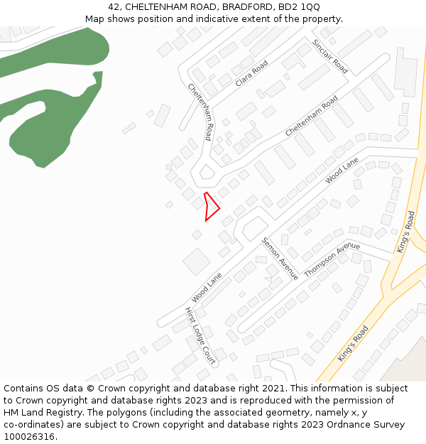 42, CHELTENHAM ROAD, BRADFORD, BD2 1QQ: Location map and indicative extent of plot
