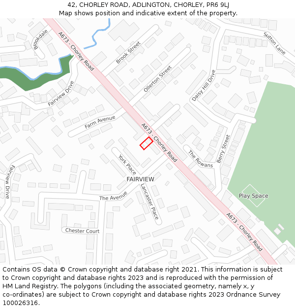 42, CHORLEY ROAD, ADLINGTON, CHORLEY, PR6 9LJ: Location map and indicative extent of plot