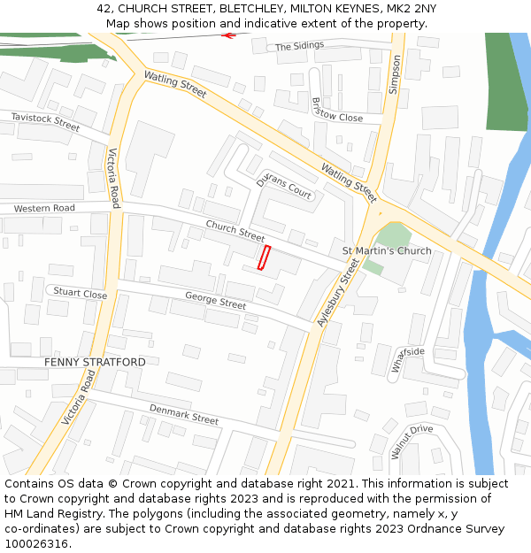 42, CHURCH STREET, BLETCHLEY, MILTON KEYNES, MK2 2NY: Location map and indicative extent of plot