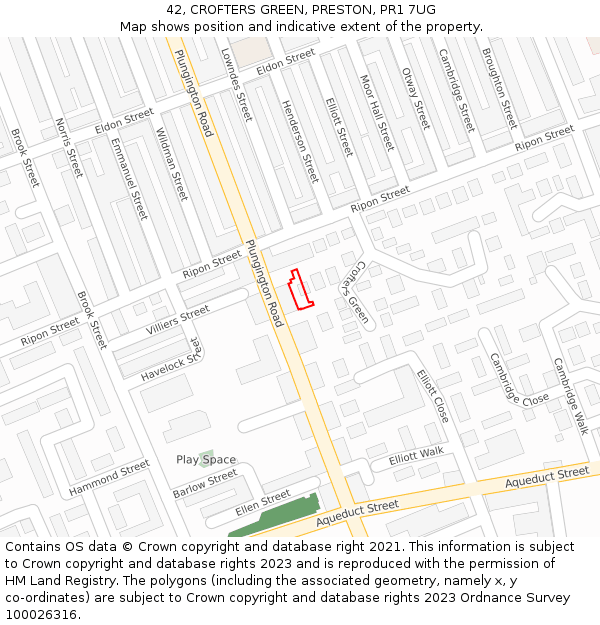 42, CROFTERS GREEN, PRESTON, PR1 7UG: Location map and indicative extent of plot