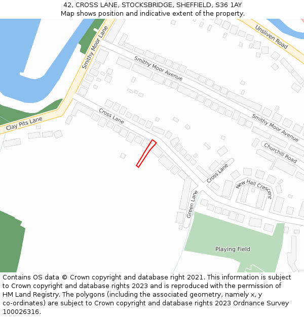 42, CROSS LANE, STOCKSBRIDGE, SHEFFIELD, S36 1AY: Location map and indicative extent of plot