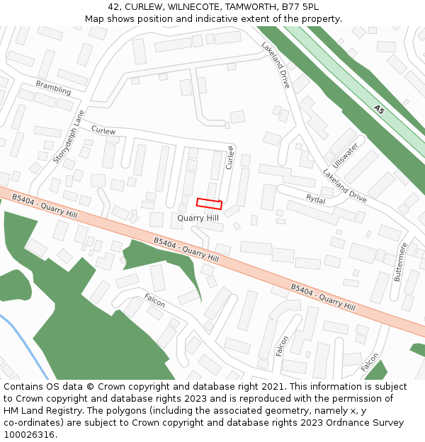 42, CURLEW, WILNECOTE, TAMWORTH, B77 5PL: Location map and indicative extent of plot