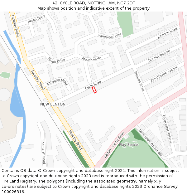 42, CYCLE ROAD, NOTTINGHAM, NG7 2DT: Location map and indicative extent of plot
