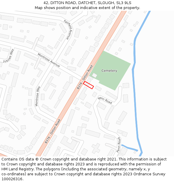 42, DITTON ROAD, DATCHET, SLOUGH, SL3 9LS: Location map and indicative extent of plot