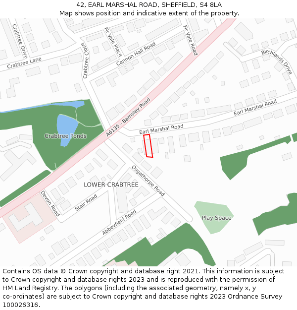 42, EARL MARSHAL ROAD, SHEFFIELD, S4 8LA: Location map and indicative extent of plot