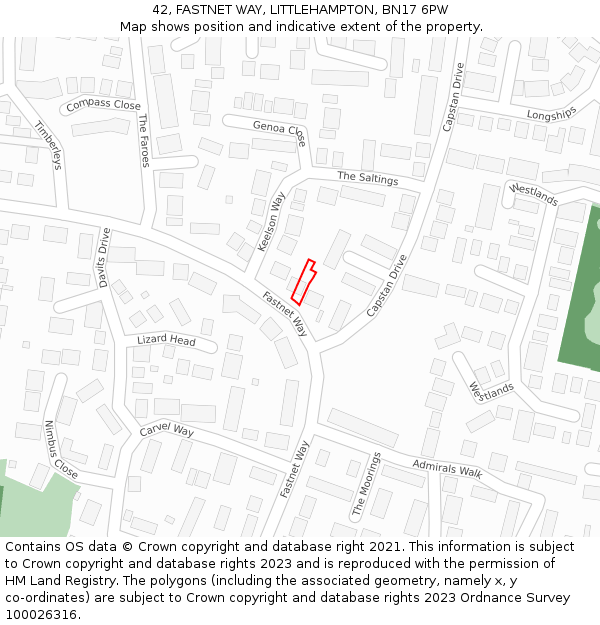 42, FASTNET WAY, LITTLEHAMPTON, BN17 6PW: Location map and indicative extent of plot