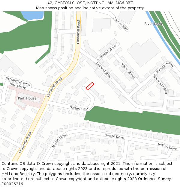 42, GARTON CLOSE, NOTTINGHAM, NG6 8RZ: Location map and indicative extent of plot