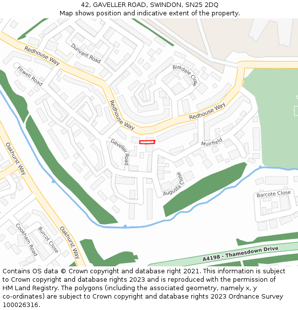 42, GAVELLER ROAD, SWINDON, SN25 2DQ: Location map and indicative extent of plot