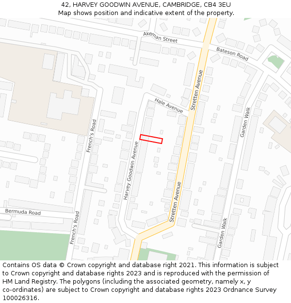 42, HARVEY GOODWIN AVENUE, CAMBRIDGE, CB4 3EU: Location map and indicative extent of plot