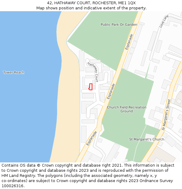 42, HATHAWAY COURT, ROCHESTER, ME1 1QX: Location map and indicative extent of plot