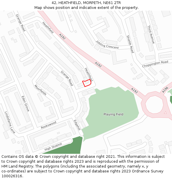 42, HEATHFIELD, MORPETH, NE61 2TR: Location map and indicative extent of plot
