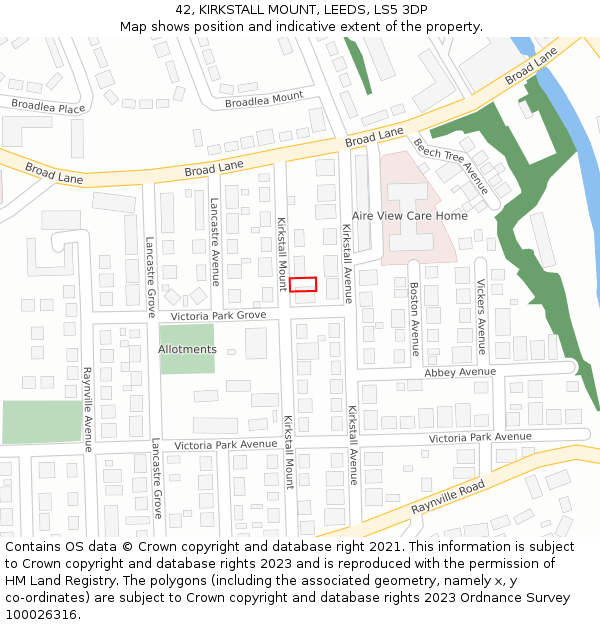 42, KIRKSTALL MOUNT, LEEDS, LS5 3DP: Location map and indicative extent of plot