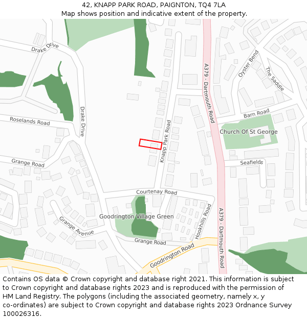 42, KNAPP PARK ROAD, PAIGNTON, TQ4 7LA: Location map and indicative extent of plot