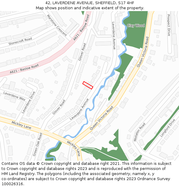 42, LAVERDENE AVENUE, SHEFFIELD, S17 4HF: Location map and indicative extent of plot