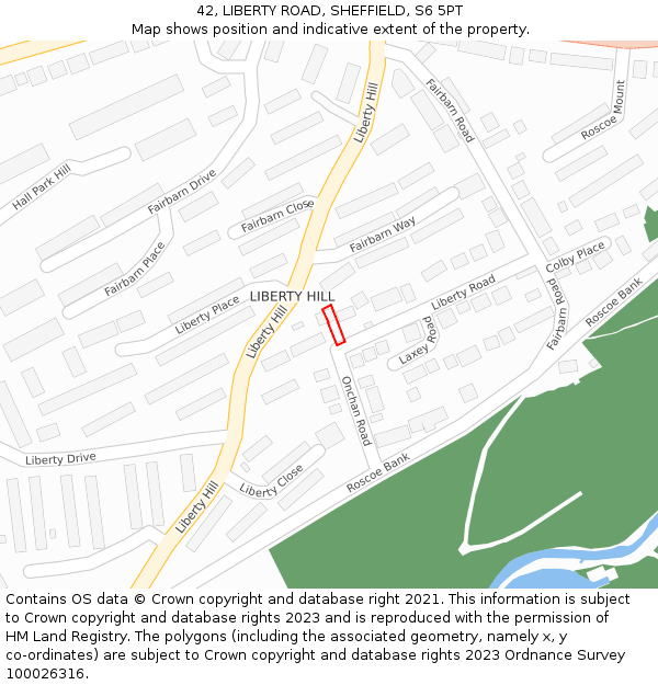 42, LIBERTY ROAD, SHEFFIELD, S6 5PT: Location map and indicative extent of plot