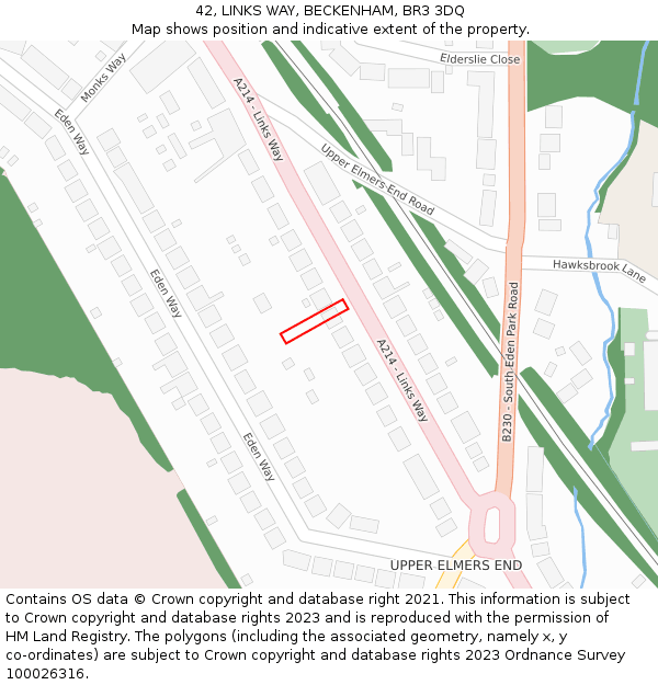 42, LINKS WAY, BECKENHAM, BR3 3DQ: Location map and indicative extent of plot