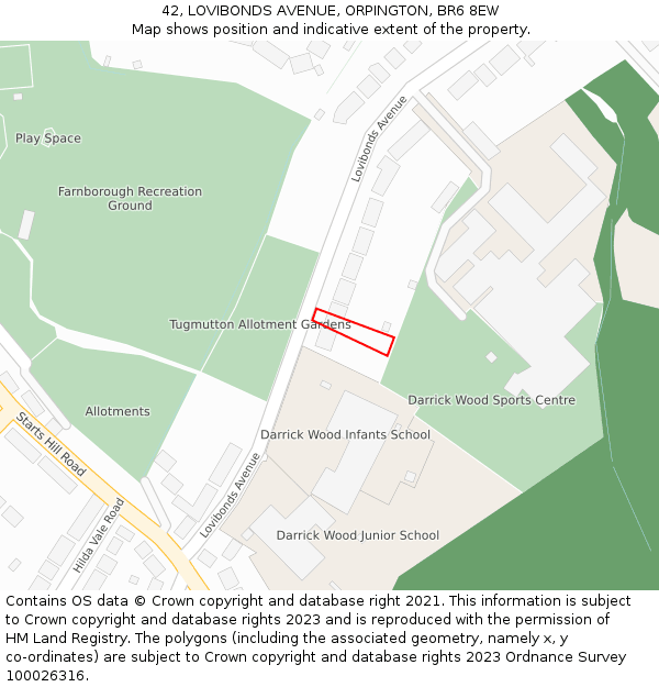 42, LOVIBONDS AVENUE, ORPINGTON, BR6 8EW: Location map and indicative extent of plot