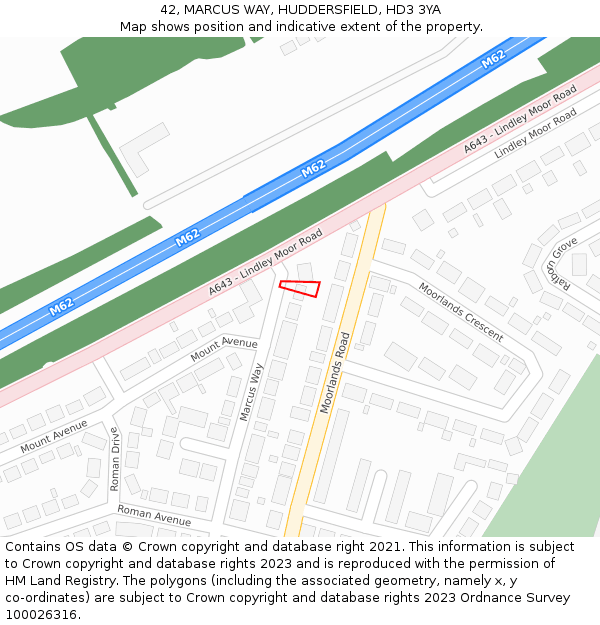 42, MARCUS WAY, HUDDERSFIELD, HD3 3YA: Location map and indicative extent of plot