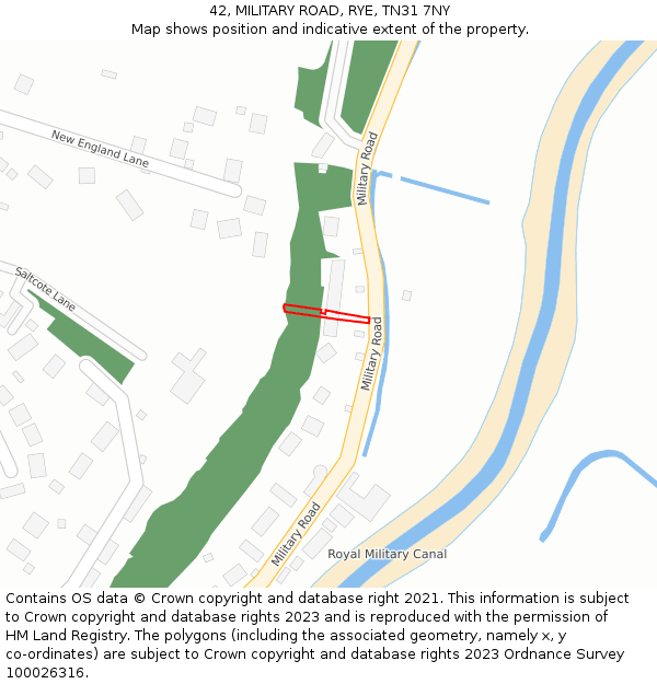 42, MILITARY ROAD, RYE, TN31 7NY: Location map and indicative extent of plot