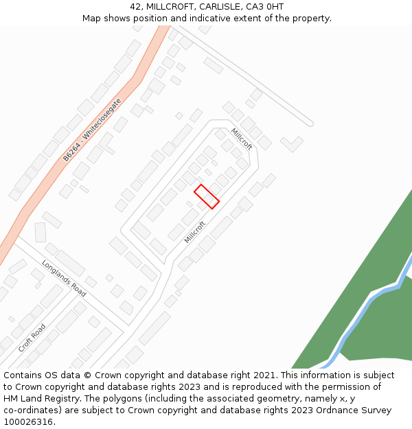 42, MILLCROFT, CARLISLE, CA3 0HT: Location map and indicative extent of plot