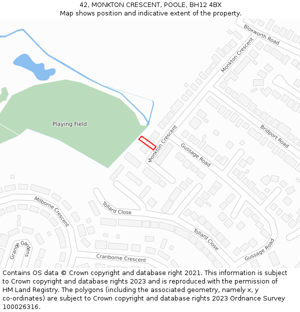 42, MONKTON CRESCENT, POOLE, BH12 4BX: Location map and indicative extent of plot