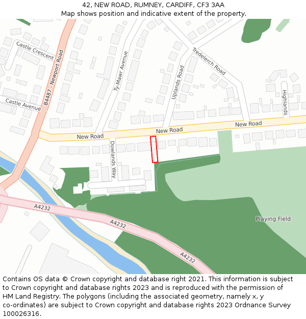 42, NEW ROAD, RUMNEY, CARDIFF, CF3 3AA: Location map and indicative extent of plot