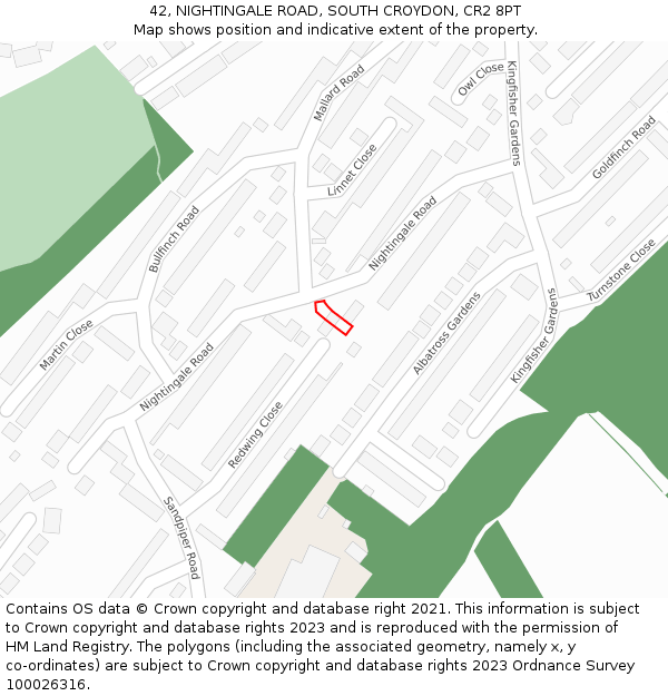 42, NIGHTINGALE ROAD, SOUTH CROYDON, CR2 8PT: Location map and indicative extent of plot