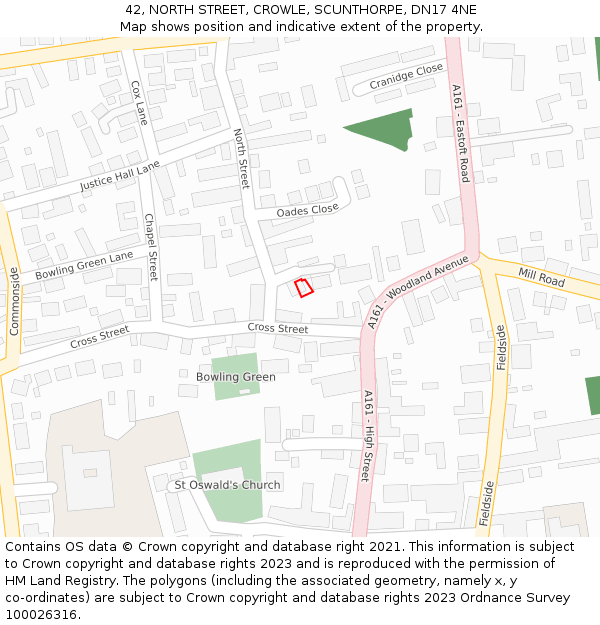 42, NORTH STREET, CROWLE, SCUNTHORPE, DN17 4NE: Location map and indicative extent of plot