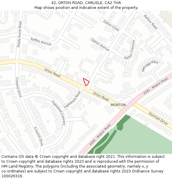 42, ORTON ROAD, CARLISLE, CA2 7HA: Location map and indicative extent of plot