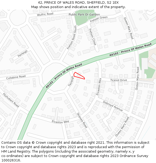 42, PRINCE OF WALES ROAD, SHEFFIELD, S2 1EX: Location map and indicative extent of plot