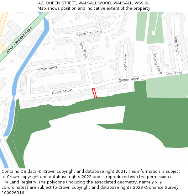 42, QUEEN STREET, WALSALL WOOD, WALSALL, WS9 9LJ: Location map and indicative extent of plot
