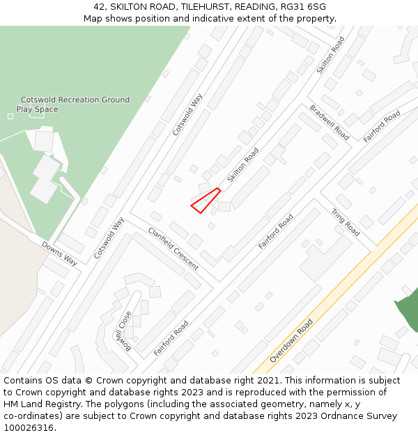 42, SKILTON ROAD, TILEHURST, READING, RG31 6SG: Location map and indicative extent of plot