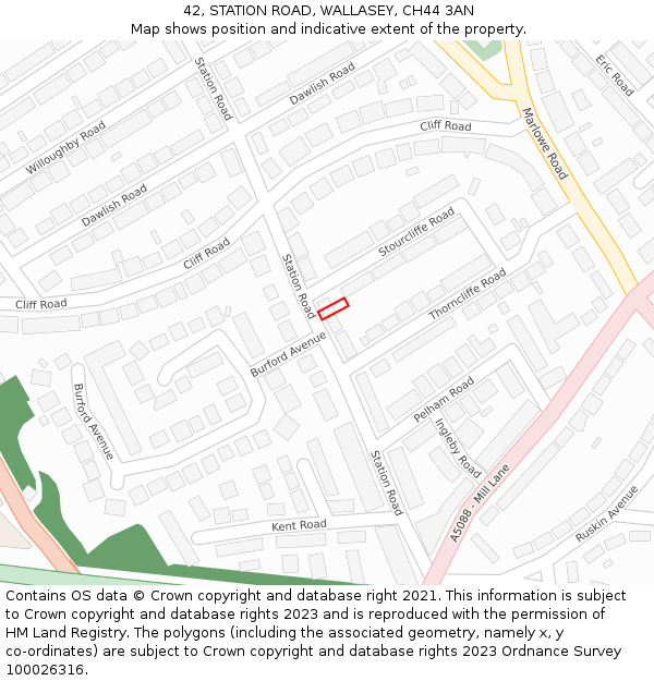 42, STATION ROAD, WALLASEY, CH44 3AN: Location map and indicative extent of plot
