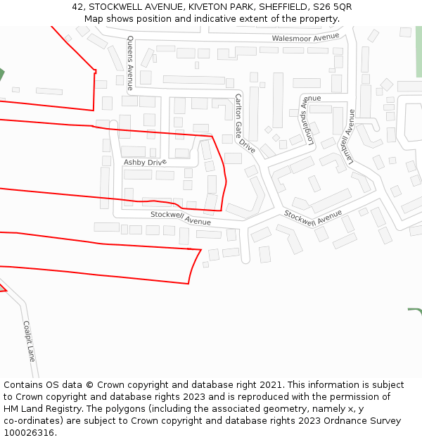 42, STOCKWELL AVENUE, KIVETON PARK, SHEFFIELD, S26 5QR: Location map and indicative extent of plot
