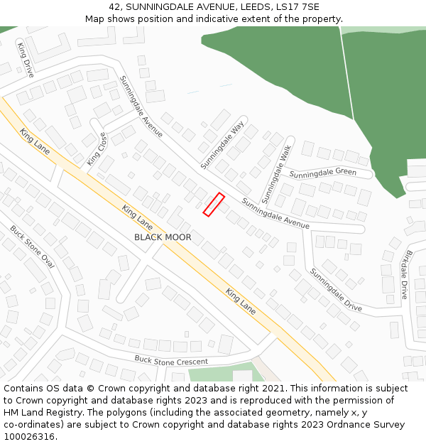 42, SUNNINGDALE AVENUE, LEEDS, LS17 7SE: Location map and indicative extent of plot