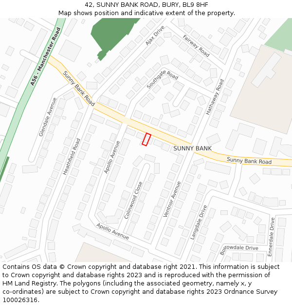 42, SUNNY BANK ROAD, BURY, BL9 8HF: Location map and indicative extent of plot