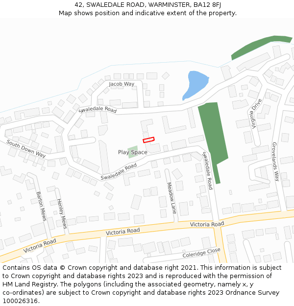 42, SWALEDALE ROAD, WARMINSTER, BA12 8FJ: Location map and indicative extent of plot