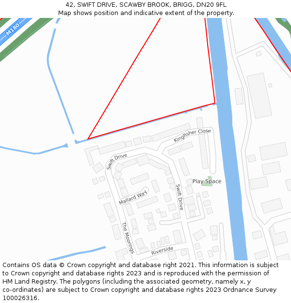 42, SWIFT DRIVE, SCAWBY BROOK, BRIGG, DN20 9FL: Location map and indicative extent of plot