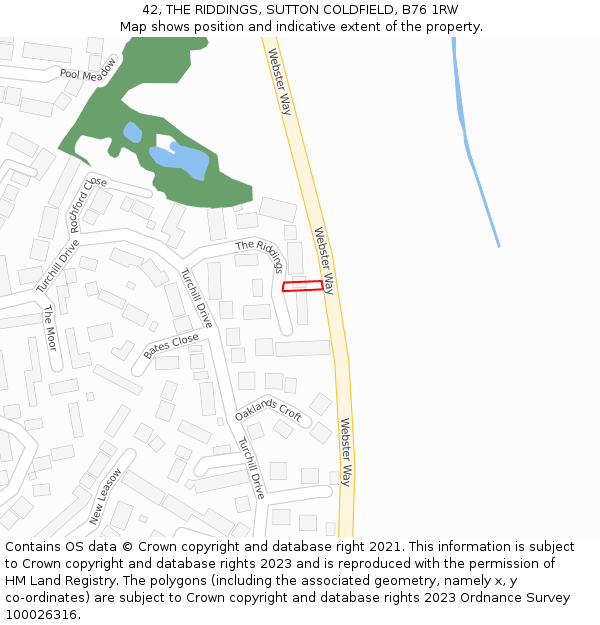42, THE RIDDINGS, SUTTON COLDFIELD, B76 1RW: Location map and indicative extent of plot