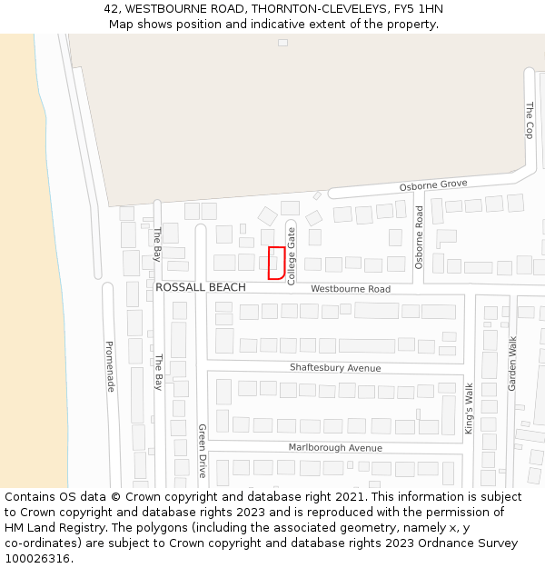 42, WESTBOURNE ROAD, THORNTON-CLEVELEYS, FY5 1HN: Location map and indicative extent of plot