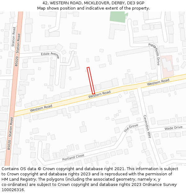 42, WESTERN ROAD, MICKLEOVER, DERBY, DE3 9GP: Location map and indicative extent of plot