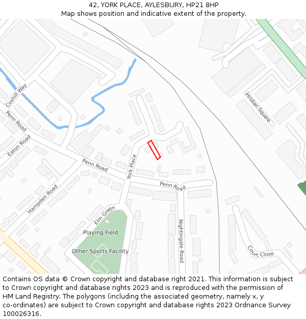 42, YORK PLACE, AYLESBURY, HP21 8HP: Location map and indicative extent of plot