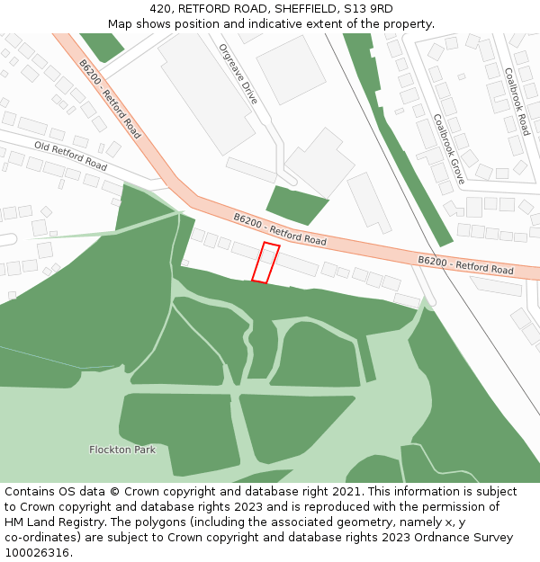 420, RETFORD ROAD, SHEFFIELD, S13 9RD: Location map and indicative extent of plot