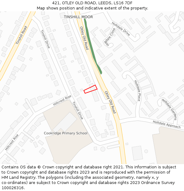 421, OTLEY OLD ROAD, LEEDS, LS16 7DF: Location map and indicative extent of plot