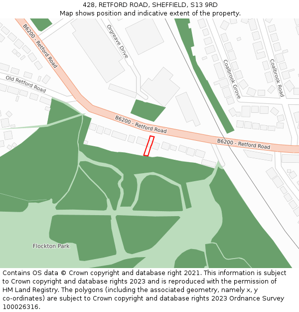 428, RETFORD ROAD, SHEFFIELD, S13 9RD: Location map and indicative extent of plot