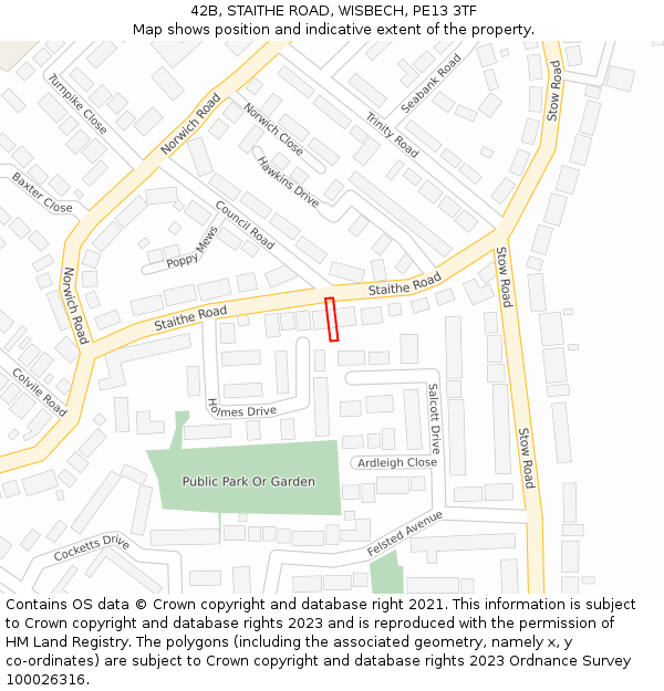 42B, STAITHE ROAD, WISBECH, PE13 3TF: Location map and indicative extent of plot