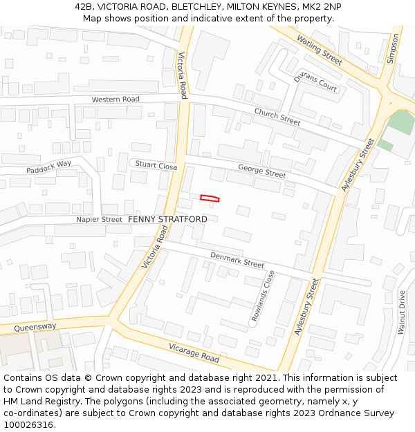 42B, VICTORIA ROAD, BLETCHLEY, MILTON KEYNES, MK2 2NP: Location map and indicative extent of plot
