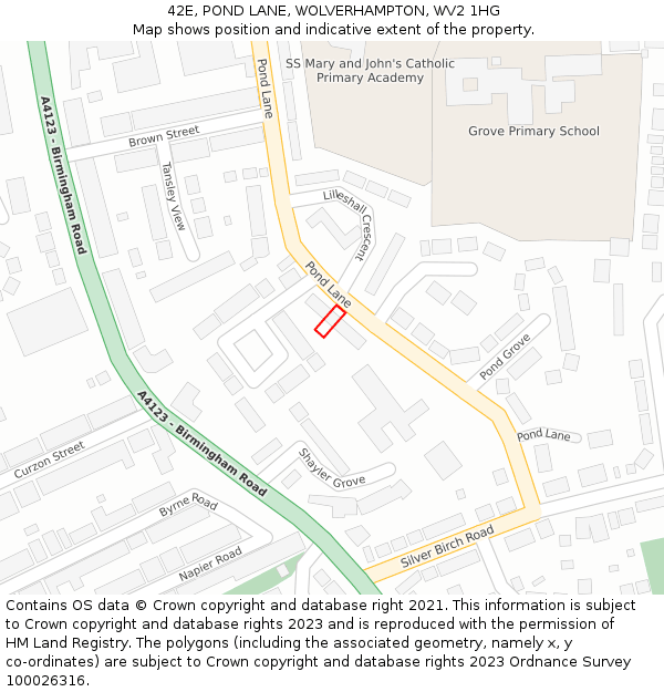 42E, POND LANE, WOLVERHAMPTON, WV2 1HG: Location map and indicative extent of plot